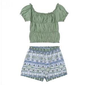mayoral girls mint‎ ruched top and short set 12